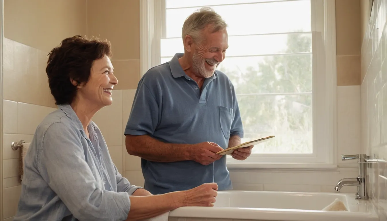A homeowner looking over bathing options with a local provider near Baltimore